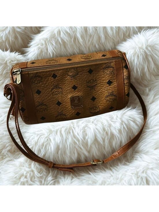 MCM Handbags - MCM Visetos Barrel Crossbody Bag